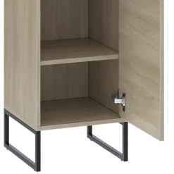 Badschrank Vionna Eiche/Schwarz 36 x 185 cm mit 2 Türen Vicco