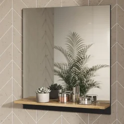 Badspiegel Marelle Anthrazit/Artisan 60 x 67 cm mit Regal Vicco