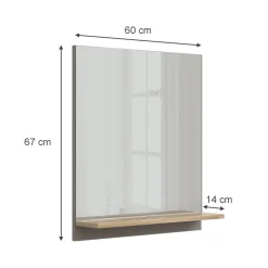 Badspiegel Marelle Greige 60 x 67 cm mit Regal Vicco