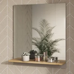 Badspiegel Marelle Greige 60 x 67 cm mit Regal Vicco