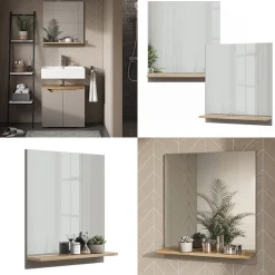 Badspiegel Marelle Greige 60 x 67 cm mit Regal Vicco