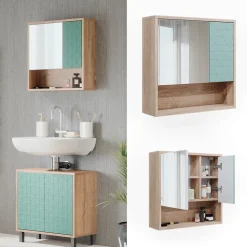 Badspiegelschrank Agasta Mintgrün 54 x 53 cm Vicco