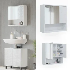 Badspiegelschrank Agasta Weiß 54 x 53 cm Vicco