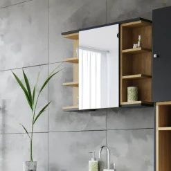 Badspiegelschrank Aquis Anthrazit 79.6 x 64 cm Vicco