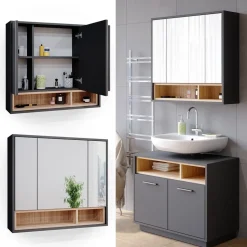 Badspiegelschrank Beatrice Anthrazit 80 x 72 cm Vicco