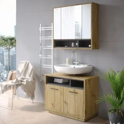 Badspiegelschrank Beatrice Artisan Eiche/Anthrazit 80 x 72 cm Vicco