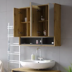 Badspiegelschrank Beatrice Artisan Eiche/Anthrazit 80 x 72 cm Vicco