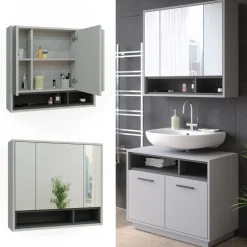 Badspiegelschrank Beatrice Grau/Anthrazit 80 x 72 cm Vicco