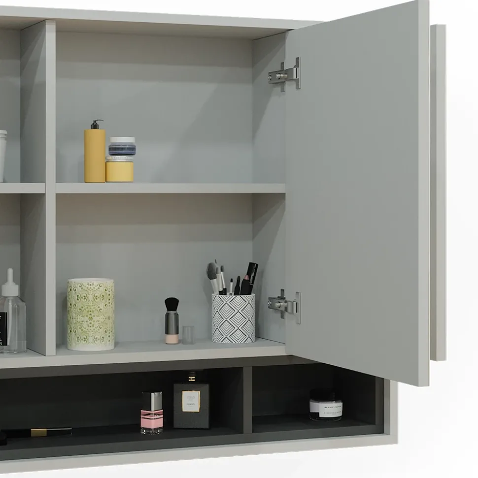 Badspiegelschrank Beatrice Grau/Anthrazit 80 x 72 cm Vicco