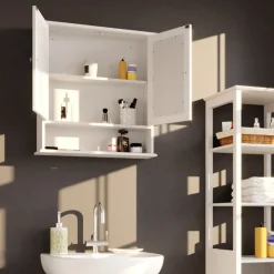 Badspiegelschrank Bianco Weiß 56 x 58 cm Vicco