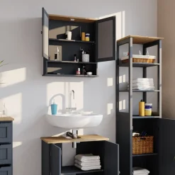 Badspiegelschrank Bianco Grau 56 x 58 cm Vicco