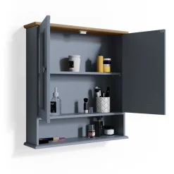 Badspiegelschrank Bianco Grau 56 x 58 cm Vicco
