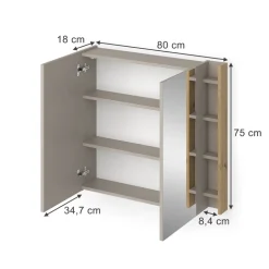Badspiegelschrank Edelin Cashmere 80 x 75 cm mit Regalen Vicco