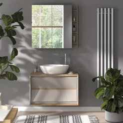 Badspiegelschrank Edelin Cashmere 80 x 75 cm mit Regalen Vicco