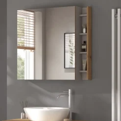 Badspiegelschrank Edelin Cashmere 80 x 75 cm mit Regalen Vicco