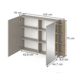 Badspiegelschrank Edelin Cashmere 100 x 75 cm mit Regalen Vicco