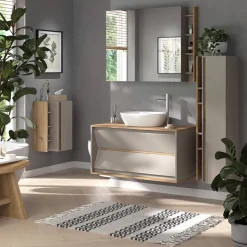 Badspiegelschrank Edelin Cashmere 100 x 75 cm mit Regalen Vicco