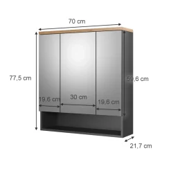 Badspiegelschrank Eden Anthrazit 70 x 77.5 cm Vicco
