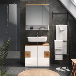 Badspiegelschrank Eden Weiß 70 x 77.5 cm mit 3 Türen Vicco