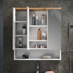 Badspiegelschrank Eden Weiß 70 x 77.5 cm mit 3 Türen Vicco