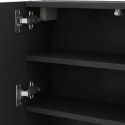 Badspiegelschrank Edge Schwarz 54 x 55 cm mit Tür und offenen Fächern Vicco