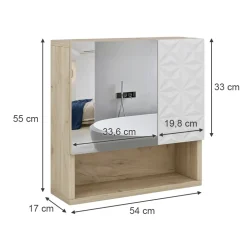 Badspiegelschrank Edge Weiß 54 x 55 cm mit Tür und offenen Fächern Vicco