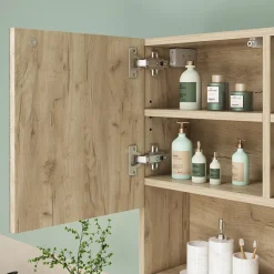 Badspiegelschrank Edge Weiß 54 x 55 cm mit Tür und offenen Fächern Vicco