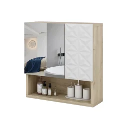 Badspiegelschrank Edge Weiß 54 x 55 cm mit Tür und offenen Fächern Vicco