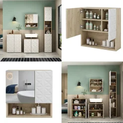 Badspiegelschrank Edge Weiß 54 x 55 cm mit Tür und offenen Fächern Vicco