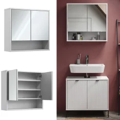 Badspiegelschrank Eliza Weiß 70 x 65 cm mit 2 Türen Vicco