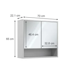 Badspiegelschrank Eliza Weiß 70 x 65 cm mit 2 Türen Vicco