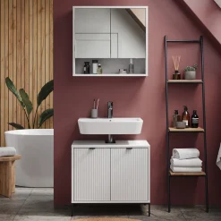 Badspiegelschrank Eliza Weiß 70 x 65 cm mit 2 Türen Vicco