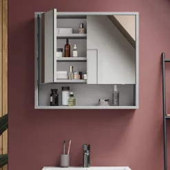 Badspiegelschrank Eliza Weiß 70 x 65 cm mit 2 Türen Vicco