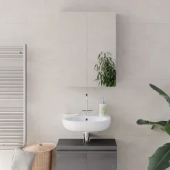 Badspiegelschrank Fredd Anthrazit Hochglanz 60 x 77 cm Vicco