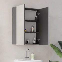 Badspiegelschrank Fredd Anthrazit Hochglanz 60 x 77 cm Vicco