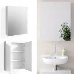 Badspiegelschrank Fredd Weiß Hochglanz 60 x 77 cm Vicco