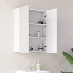 Badspiegelschrank Fredd Weiß Hochglanz 60 x 77 cm Vicco