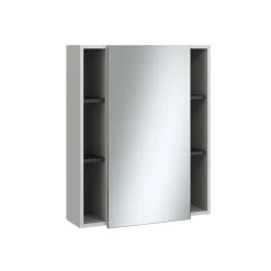 Badspiegelschrank Gerta Grau 65 x 80 cm mit Tür und offenen Fächern Vicco