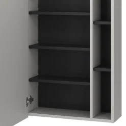 Badspiegelschrank Gerta Grau 65 x 80 cm mit Tür und offenen Fächern Vicco