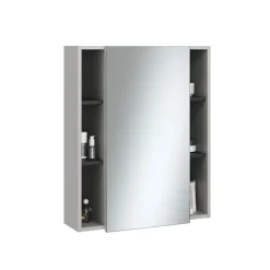 Badspiegelschrank Gerta Grau 65 x 80 cm mit Tür und offenen Fächern Vicco