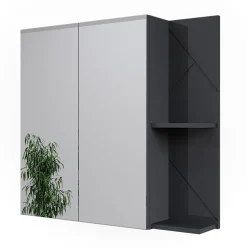 Badspiegelschrank Irma Anthrazit Hochglanz/Anthrazit 80 x 75 cm Vicco