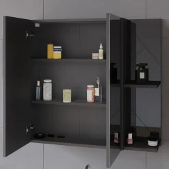 Badspiegelschrank Irma Anthrazit Hochglanz/Anthrazit 80 x 75 cm Vicco