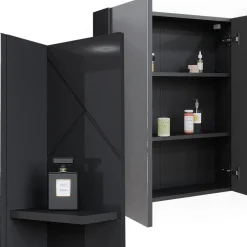 Badspiegelschrank Irma Anthrazit Hochglanz/Anthrazit 80 x 75 cm Vicco