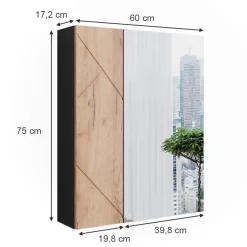 Badspiegelschrank Irma Anthrazit/Goldkraft Eiche 60 x 75 cm Vicco