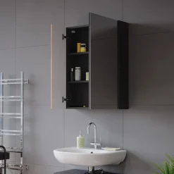 Badspiegelschrank Irma Anthrazit/Goldkraft Eiche 60 x 75 cm Vicco