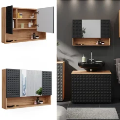 Badspiegelschrank Irma Anthrazit gepunktet 80.1 x 55 cm Vicco