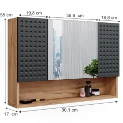 Badspiegelschrank Irma Anthrazit gepunktet 80.1 x 55 cm Vicco