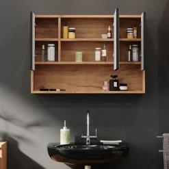 Badspiegelschrank Irma Anthrazit gepunktet 80.1 x 55 cm Vicco