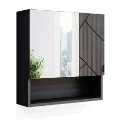 Badspiegelschrank Irma Anthrazit Hochglanz 54 x 55 cm Vicco