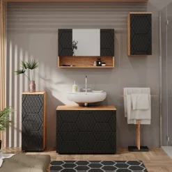 Badspiegelschrank Irma Anthrazit mit Wabenstruktur 80.1 x 55 cm Vicco